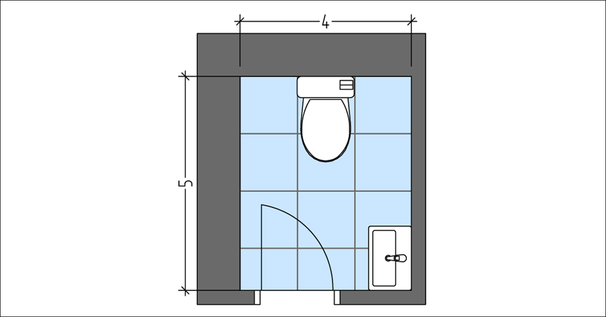 4x5 Powder Room Layout with Small Vanity