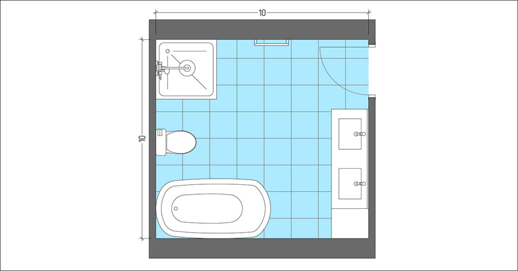9 Typical Master Bathroom Sizes and Layouts - 10x10 Master Bathroom Layout For Easy Sharing 1068x559