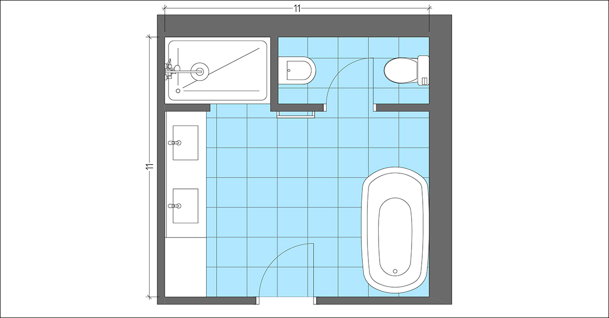11x11 Square Bathroom with Lots of Open Space