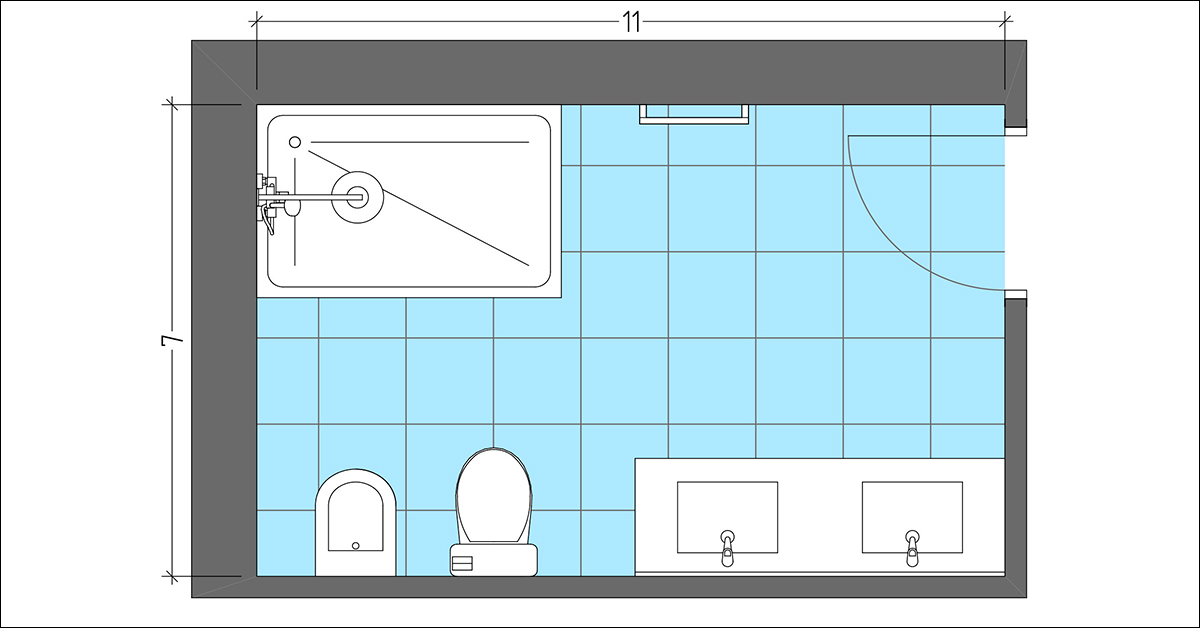7x11 Custom Bathroom Layout for Young Parents
