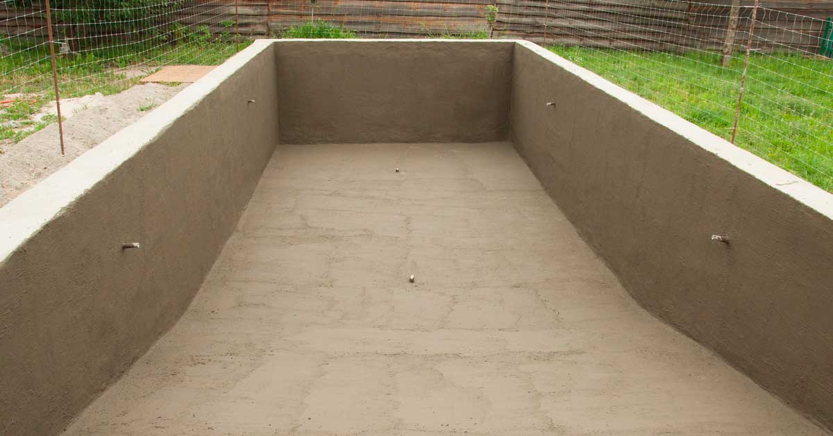 Concrete pool walls and base complete