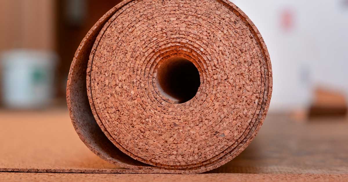 Cork floor material surface in roll