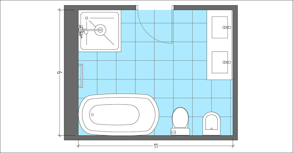 Typical Master Bathroom Size 9x11 with Open Layout